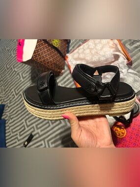 🖤✨ Tori Burch Black Platform Espadrille Sandals - Women's 10.5